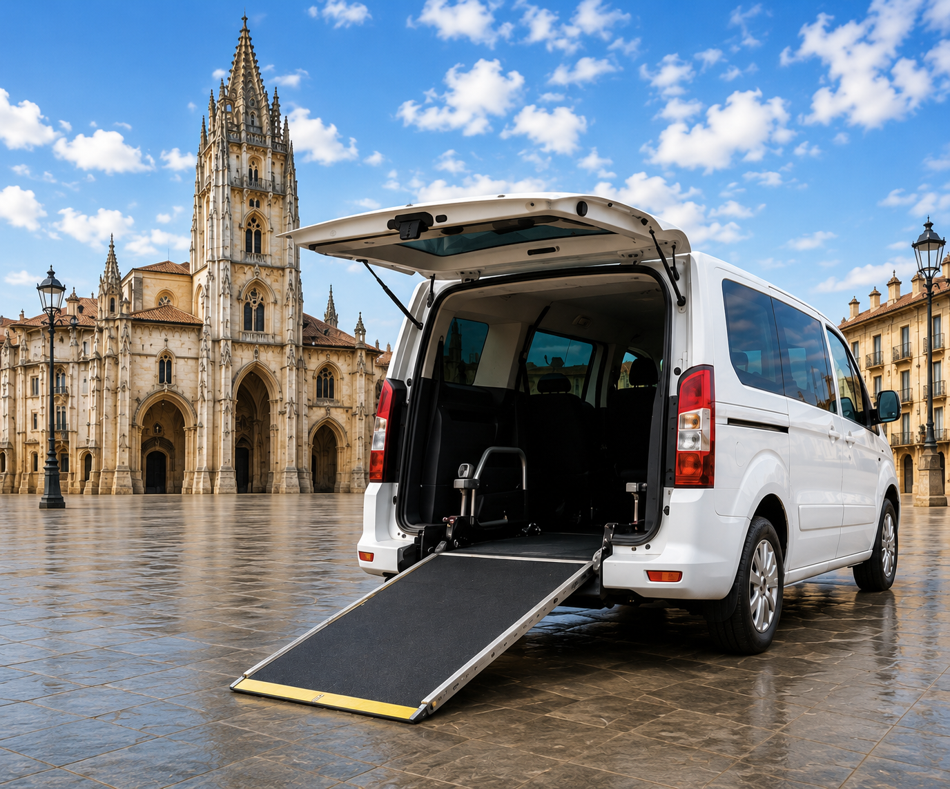 Taxi adaptado con rampa para silla de ruedas